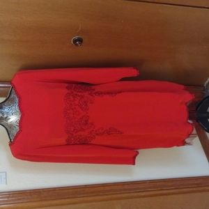 NWT beaded Ruby Red Niteline Della Roufogali dress
